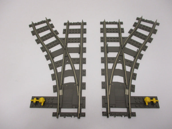 2 Lego 9V Eisenbahn Weichen 1x Rechts und 1x Links 4558 4564 Schienen