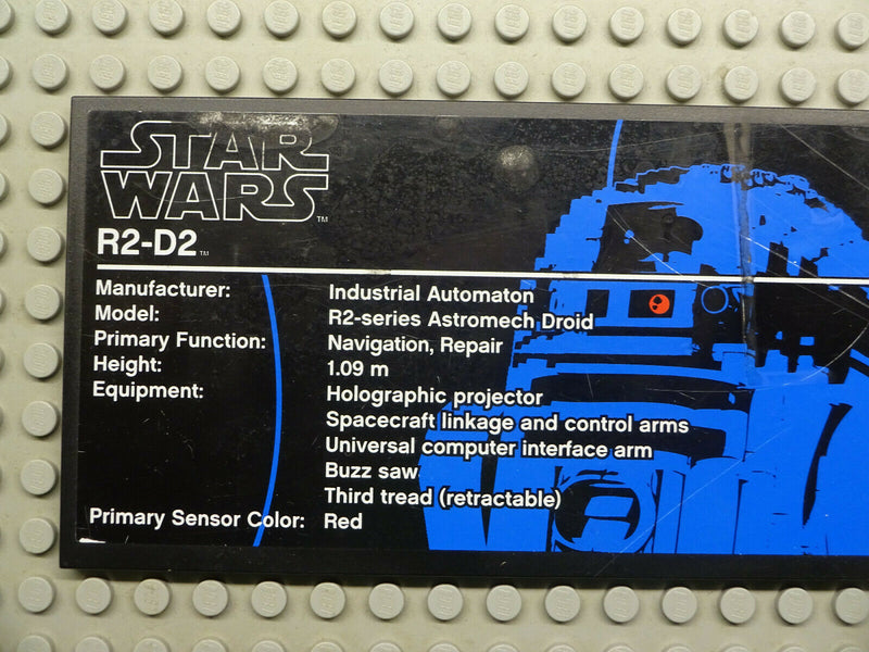 (A4 / 7 - 3 ) Lego Star Wars 90498pb09 Aus10225 R2-D2 - UCS Platte mit Sticker