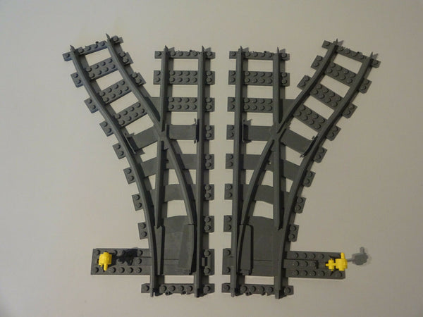 ( N2 ) Lego Weiche 1x 53404 links 1x 53407 rechts RC Schienen Eisenbahn 10020