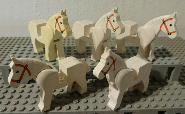 ( F5 / 2 ) Lego 5x 4493c01pb04 Pferd weiÃŸ Ritter Western Pferde 6080 6081 6090